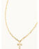 Image #1 - Shyanne Women's 14K Gold Plated Pearl Cross Pendant Necklace, Gold, hi-res