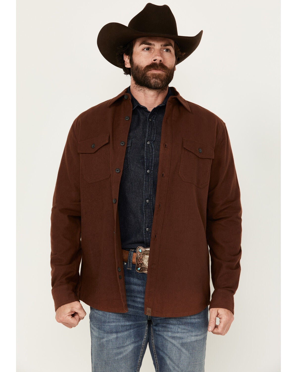 Dakota Grizzly Men's Major Solid Long Sleeve Button-Down Western Shirt, Rust, hi-res