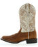 Image #3 - Botas Caborca For Liberty Black Women's Embroidered Leaf Western Boot - Broad Square Toe , Tan, hi-res