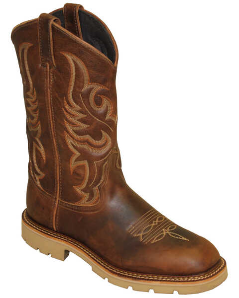 Image #1 - Abilene Men's Textured Hide Western Boots - Broad Square Toe, Brown, hi-res