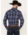 Image #4 - Ely Walker Men's Plaid Print Long Sleeve Snap Western Shirt, Blue, hi-res