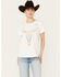Image #1 - Blended Women's American Flag Steer Head Graphic Tee, Ivory, hi-res