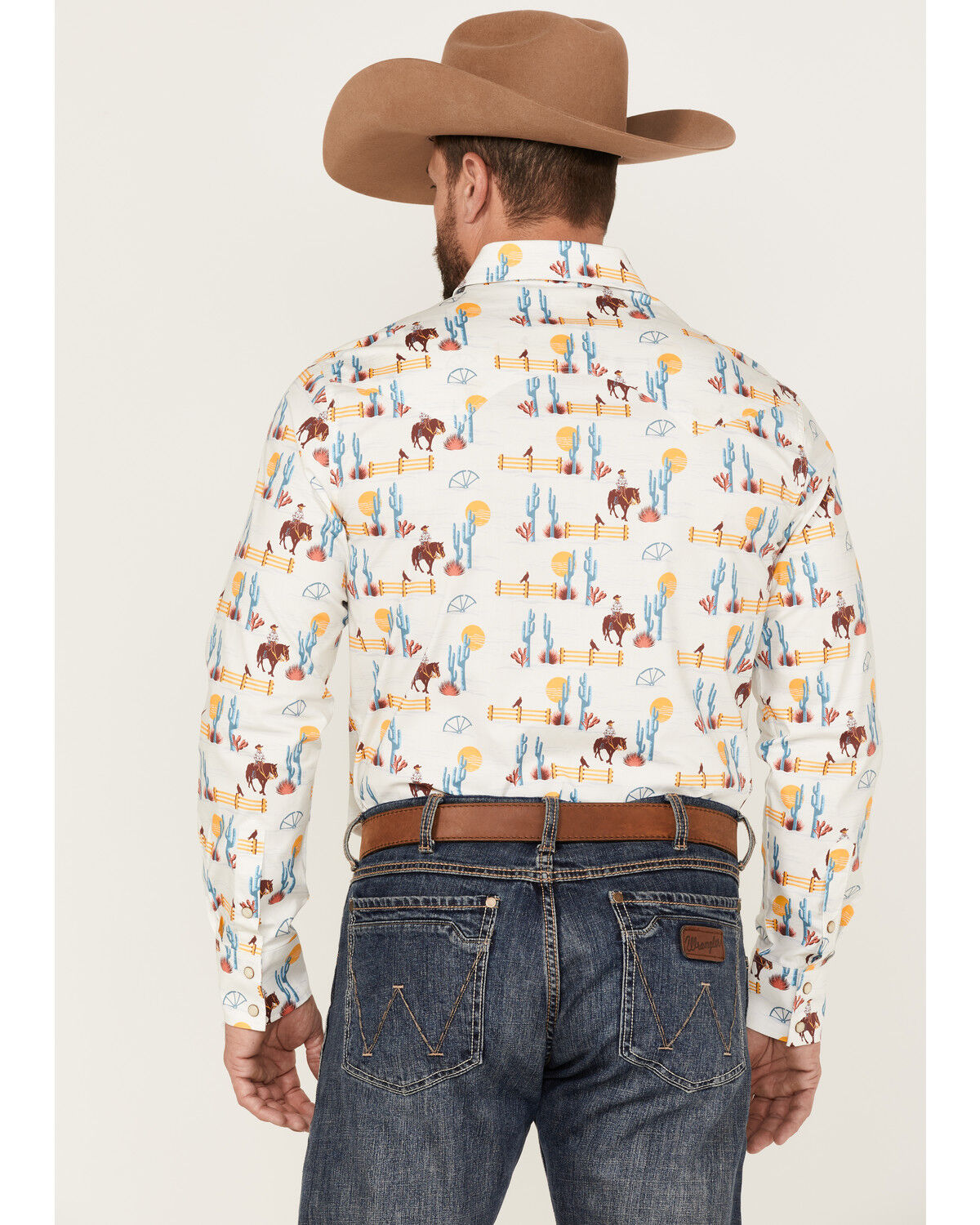 Image #4 - Dale Brisby Men's All-Over Scenic Print Long Sleeve Snap Western Shirt, Teal, hi-res