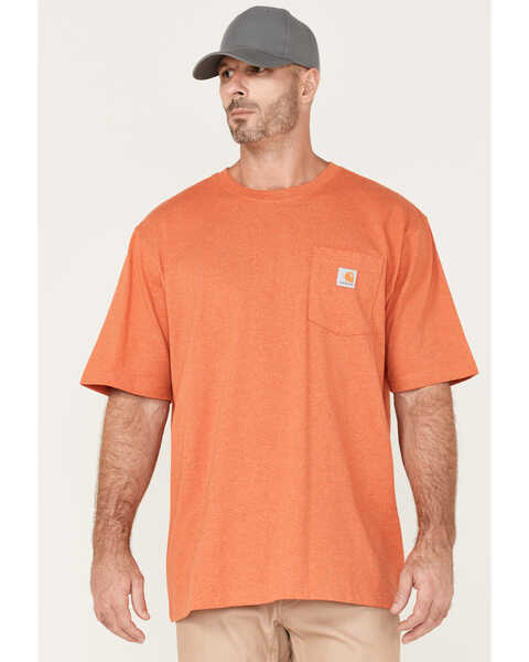 Image #1 - Carhartt Men's Loose Fit Heavyweight Logo Pocket Work T-Shirt, Heather Green, hi-res