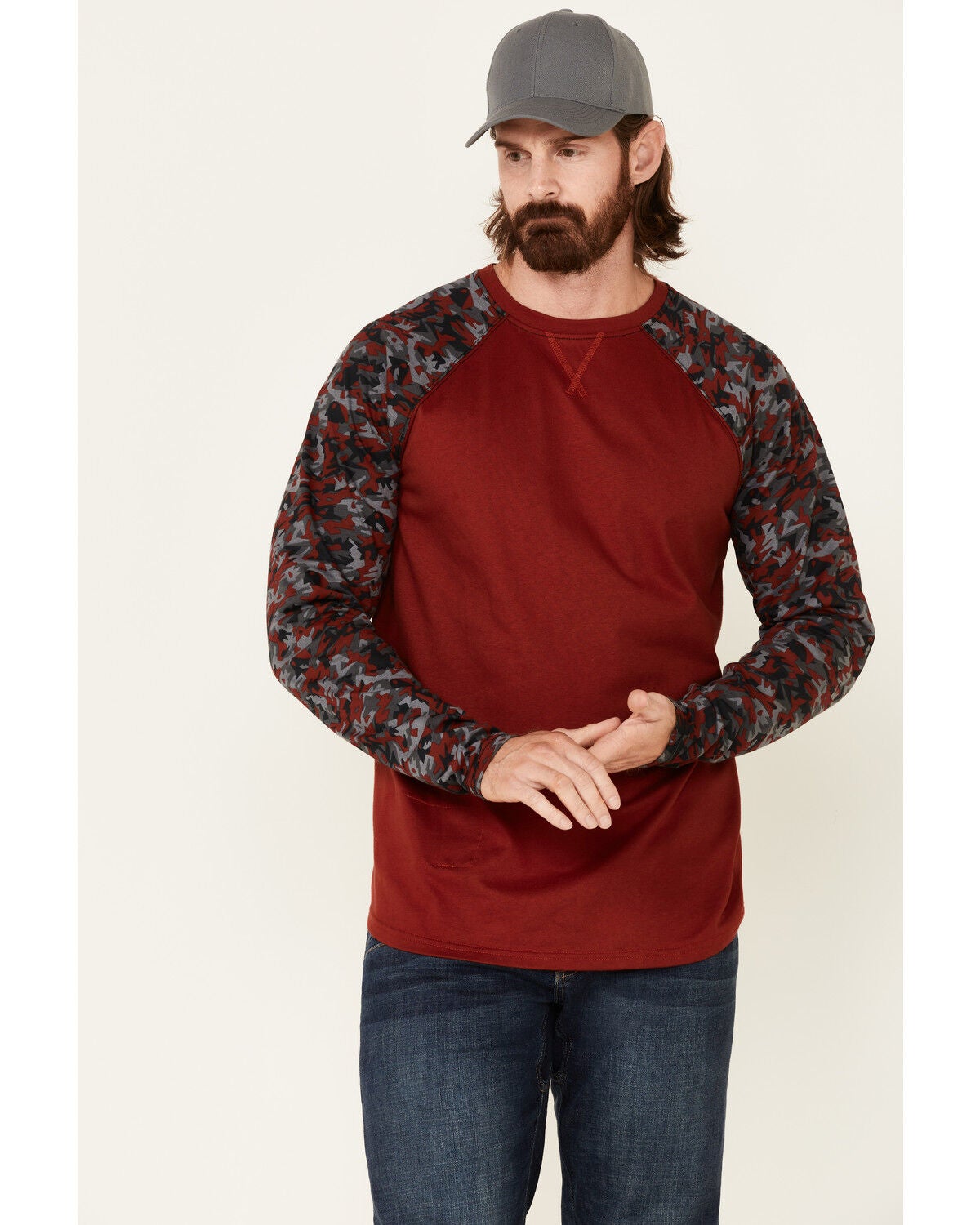 Cody James Men's FR Chili Long Sleeve Work Raglan T-Shirt, Chilli, hi-res