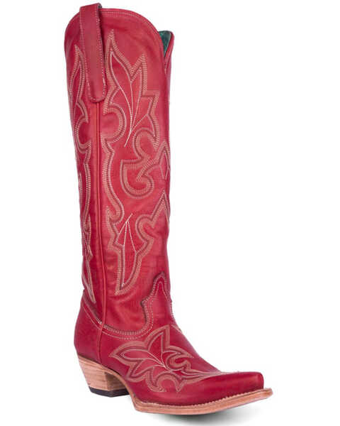 Corral Women's Tall Western Boots - Snip Toe , Red, hi-res