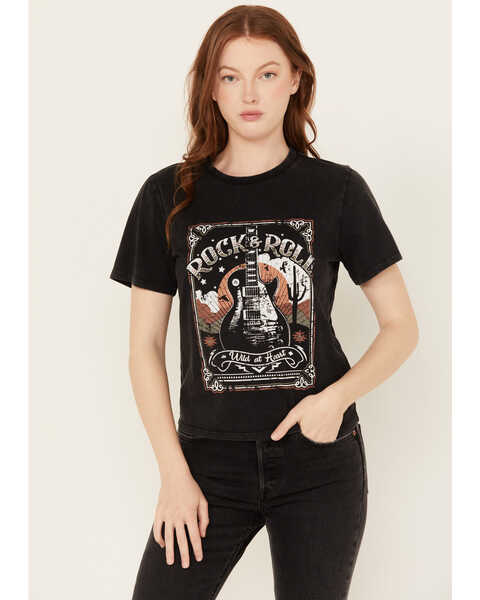 Rock & Roll Denim Women's Rock & Roll Short Sleeve Graphic Tee, Black, hi-res