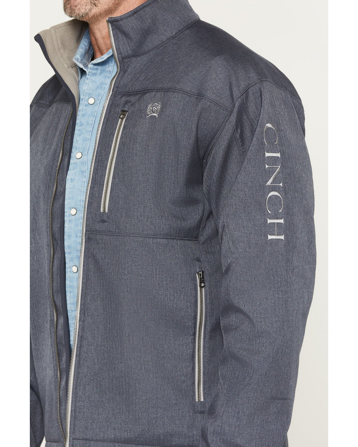 Image #3 - Cinch Men's Bonded Concealed Carry Softshell Jacket, Navy, hi-res