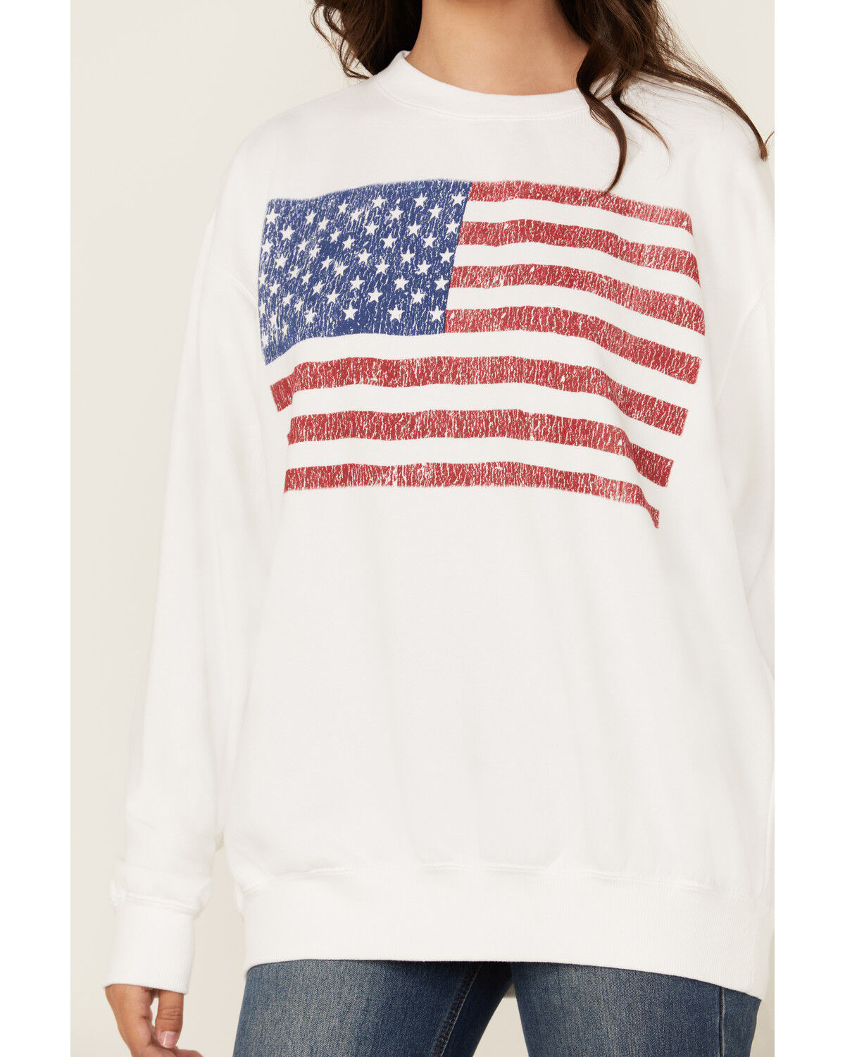 Image #3 - Show Me Your Mumu Women's American Flag Sweatshirt, White, hi-res