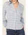 Image #3 - Beyond The Radar Women's Plaid Print Floral Long Sleeve Button-Down Shirt, Blue, hi-res
