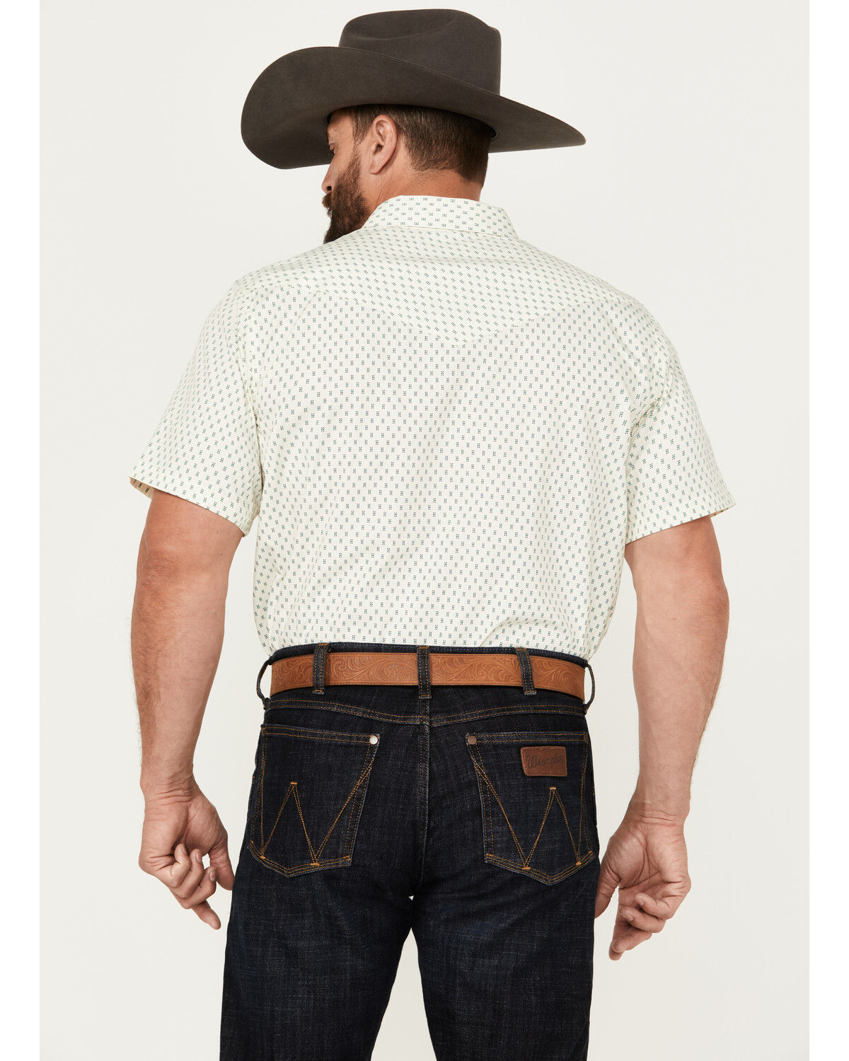 Image #4 - Gibson Trading Co Men's Holden Geo Print Short Sleeve Snap Western Shirt, White, hi-res