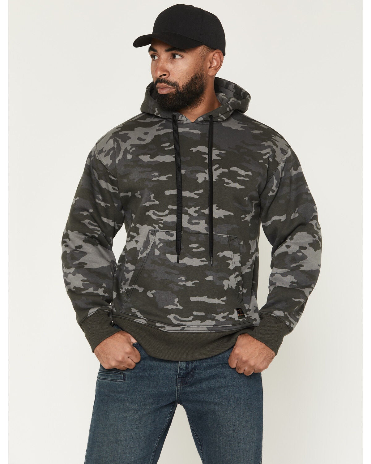 Image #1 - Lucky Brand Workwear Men's Camo Print Hooded Sweatshirt, Black, hi-res
