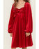 Image #3 - Trixxi Girls' Velvet Baby Down Bow Long Sleeve Dress, Red, hi-res