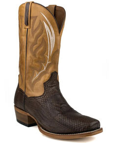 Dan Post Men's Exotic Snake Skin Western Boots - Round Toe, Brown, hi-res