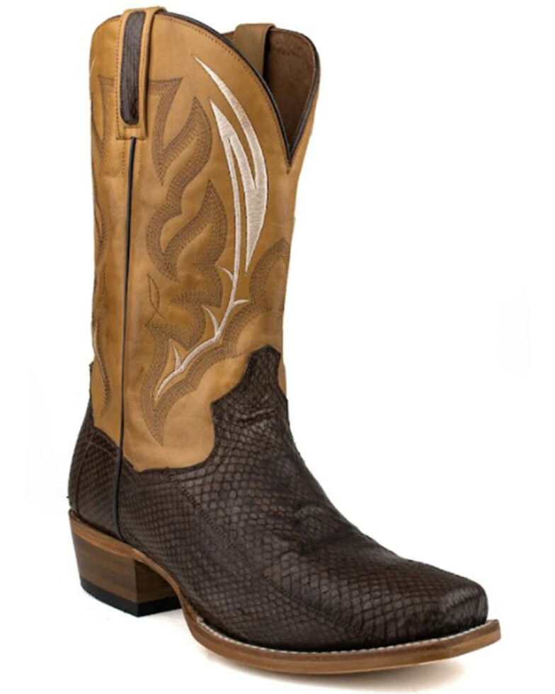 Dan Post Men's Exotic Snake Skin Western Boots - Square Toe, Brown, hi-res