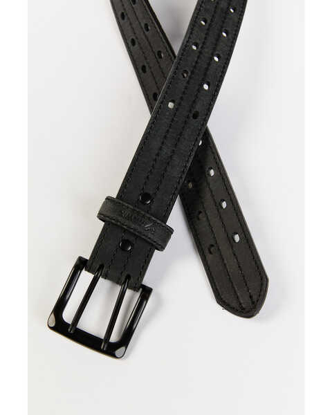 Image #2 - Hawx Men's Double Prong Reinforced Leather Belt, Black, hi-res