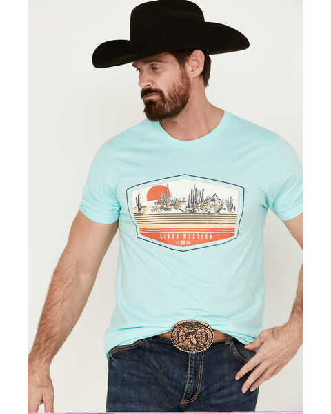 Cinch Men's Western Scenic Short Sleeve Graphic T-Shirt , Turquoise, hi-res
