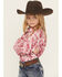 Image #2 - Cowgirl Hardware Girls' Cowhide Print Long Sleeve Snap Stretch Western Shirt, Pink, hi-res