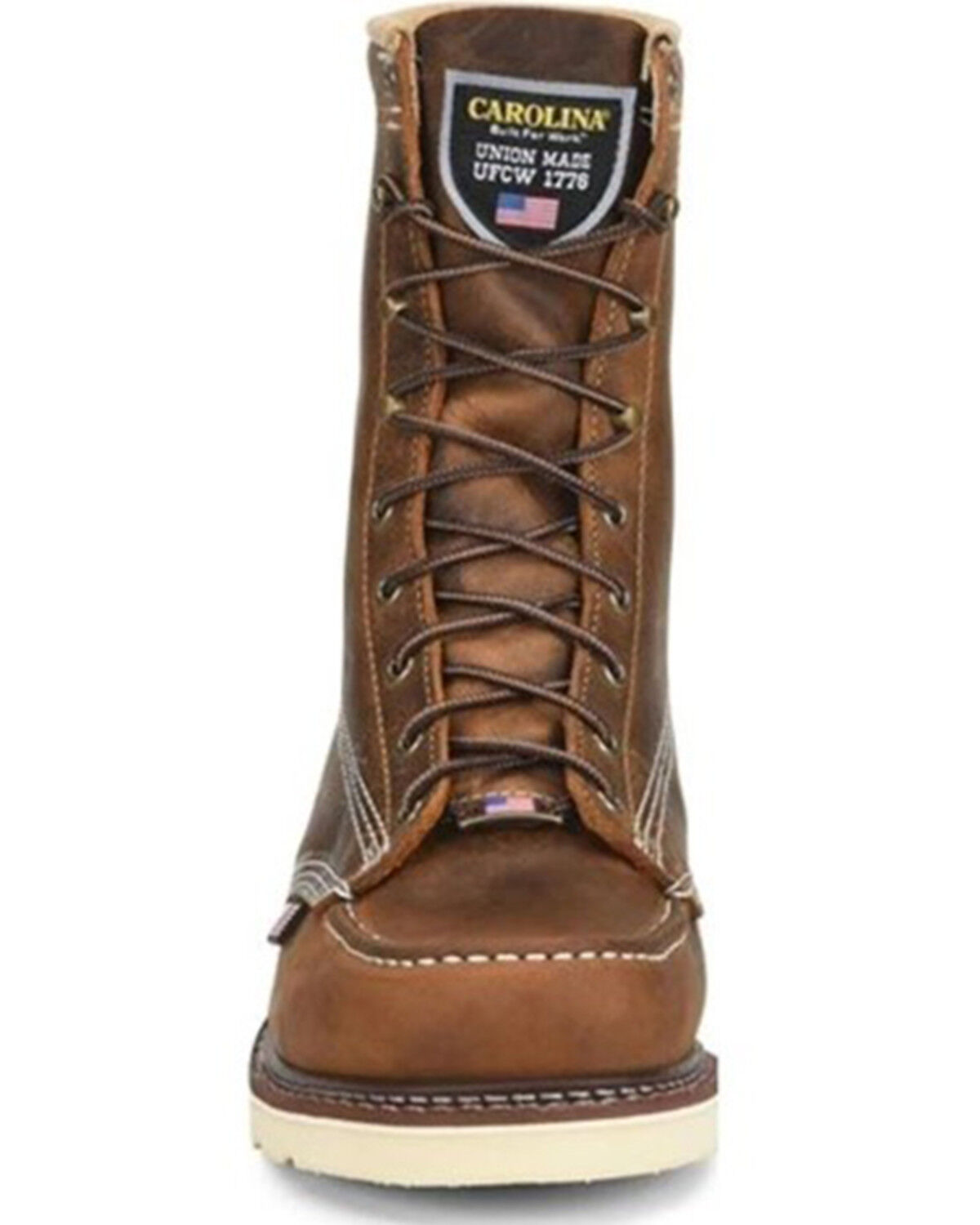 Image #2 - Carolina Men's 8" Lace-Up Work Boots - Moc Toe, Brown, hi-res