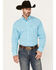 Image #1 - George Strait by Wrangler Men's Plaid Print Long Sleeve Button-Down Stretch Western Shirt, Turquoise, hi-res