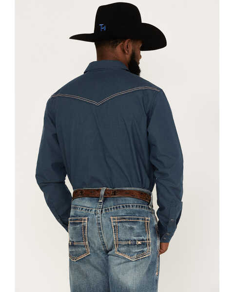 Image #4 - Cody James Men's Endurance Solid Stitched Yoke Long Sleeve Snap Western Shirt  , Dark Blue, hi-res