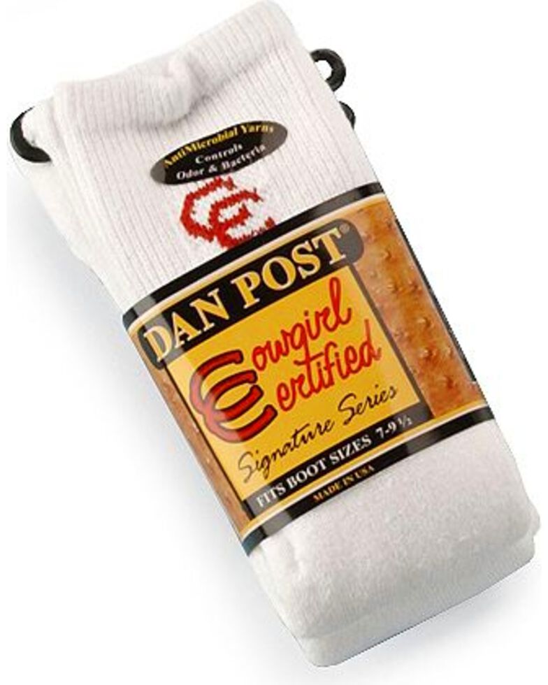 Dan Post Women's Cowgirl Certified Boot Socks (2-pack), White, hi-res