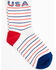 RANK 45 Girls' Striped USA Crew Socks, Red/white/blue, hi-res