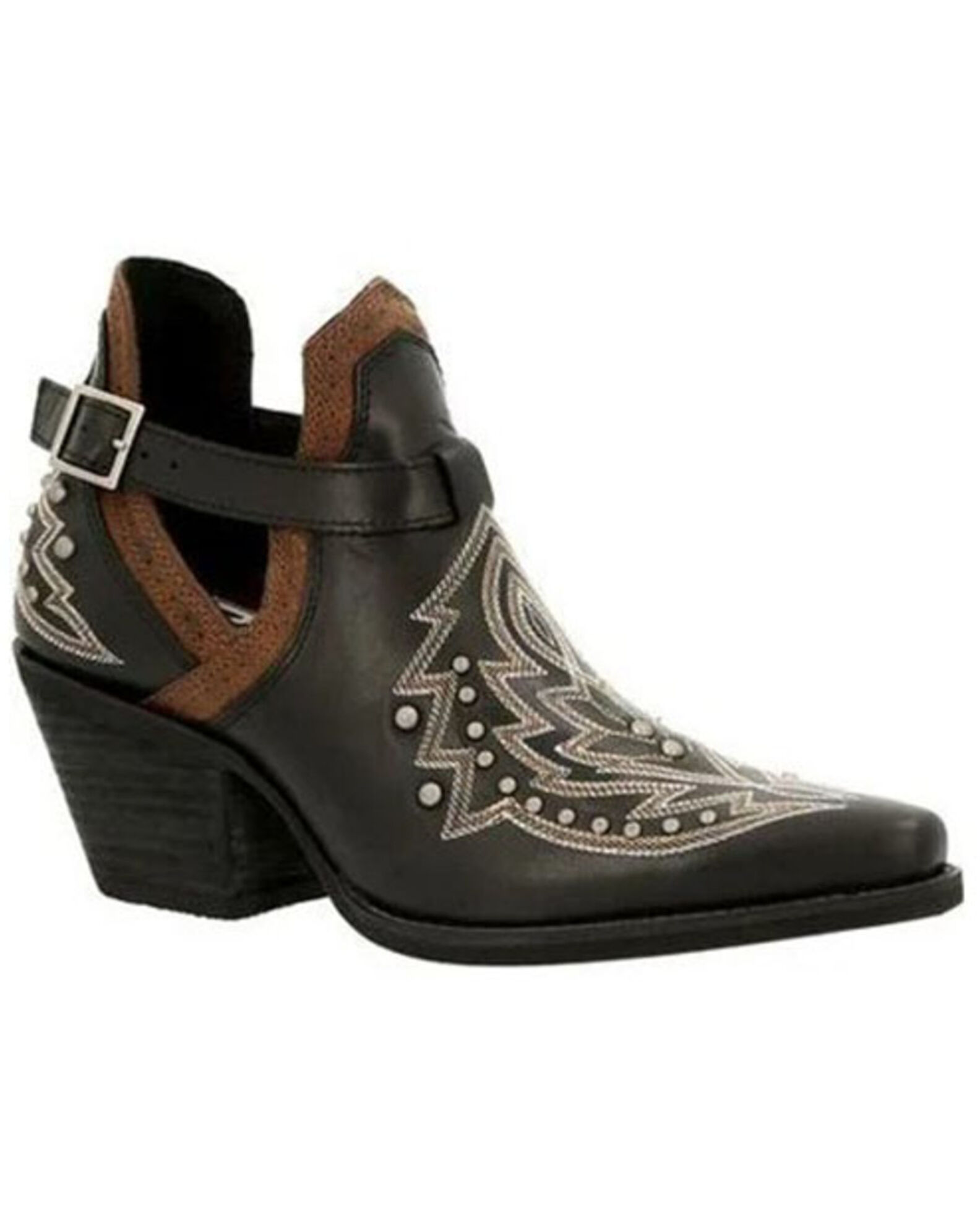 Image #1 - Durango Women's Crush Studded Fashion Booties - Snip Toe, Black, hi-res
