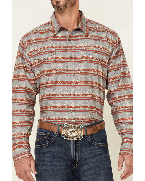 Image #3 - Roper Men's Gray Southwestern Blanket Stripe Long Sleeve Pearl Snap Western Shirt , Grey, hi-res