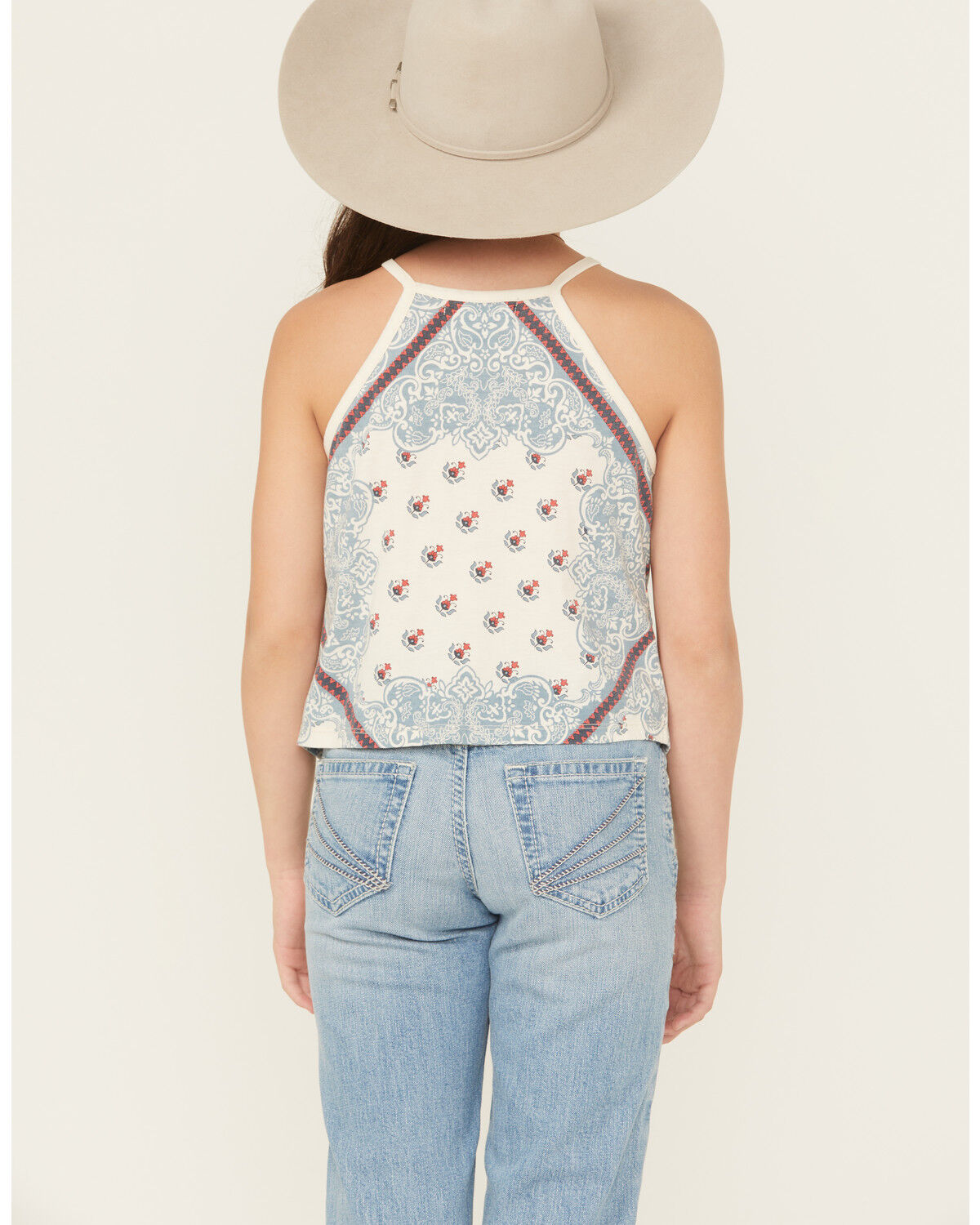 Image #4 - Rock & Roll Denim Girls' Scarf Print Tank, Natural, hi-res