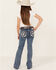 Image #3 - Miss Me Girls' Medium Wash Steer Head Pocket Bootcut Stretch Denim Jeans, Blue, hi-res