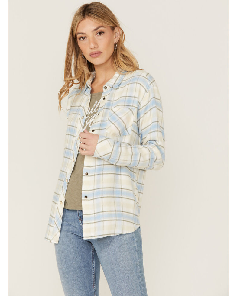 Idyllwind Women's Hickory Plaid Relaxed Flannel, Cream, hi-res