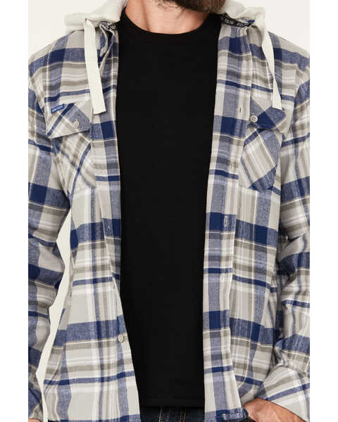 Image #3 - Howitzer Men's Argonne Plaid Print Long Sleeve Button-Down Hooded Flannel, Grey, hi-res