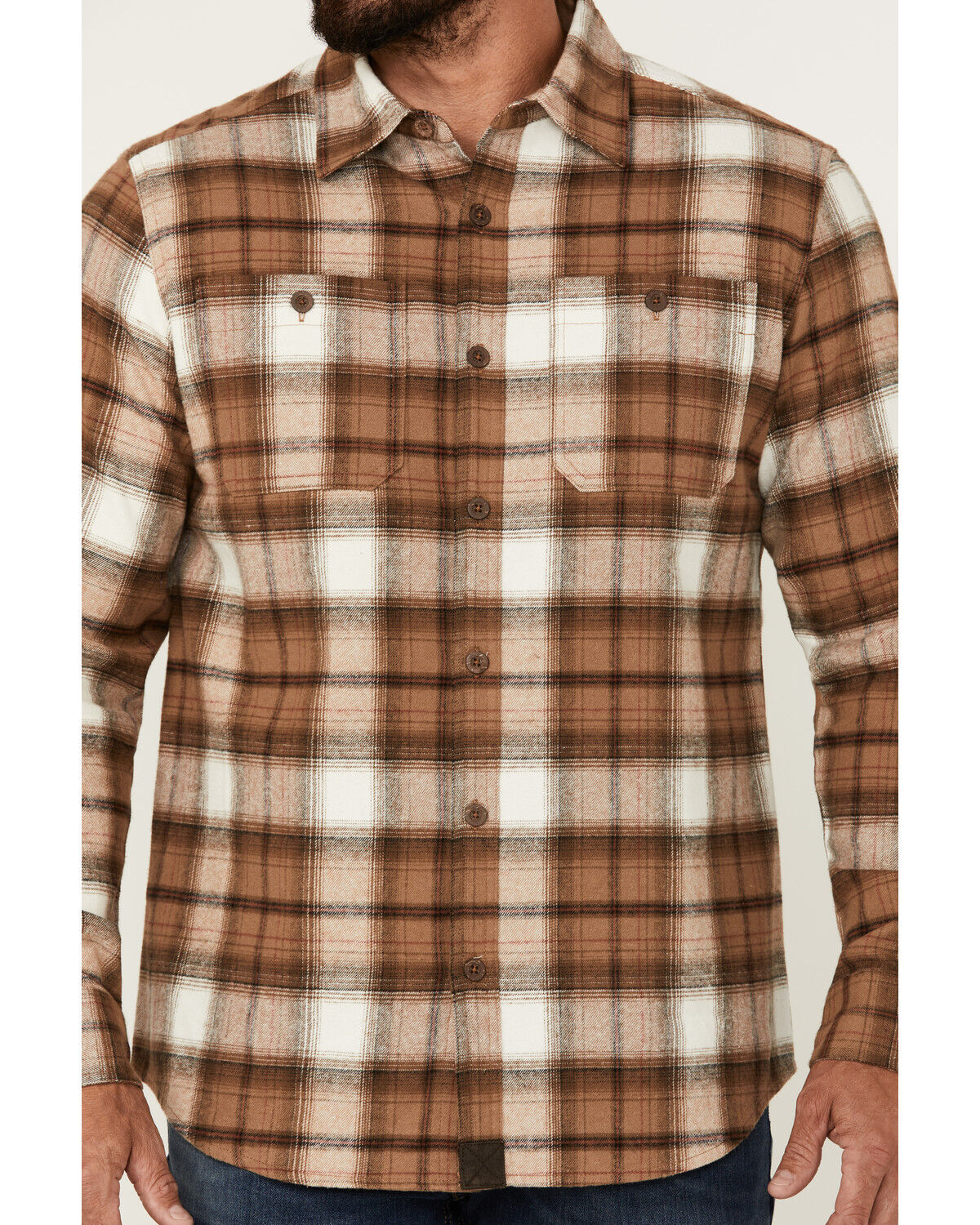 Image #3 - Dakota Grizzly Men's Grant Plaid Print Long Sleeve Button-Down Western Shirt, Tan, hi-res