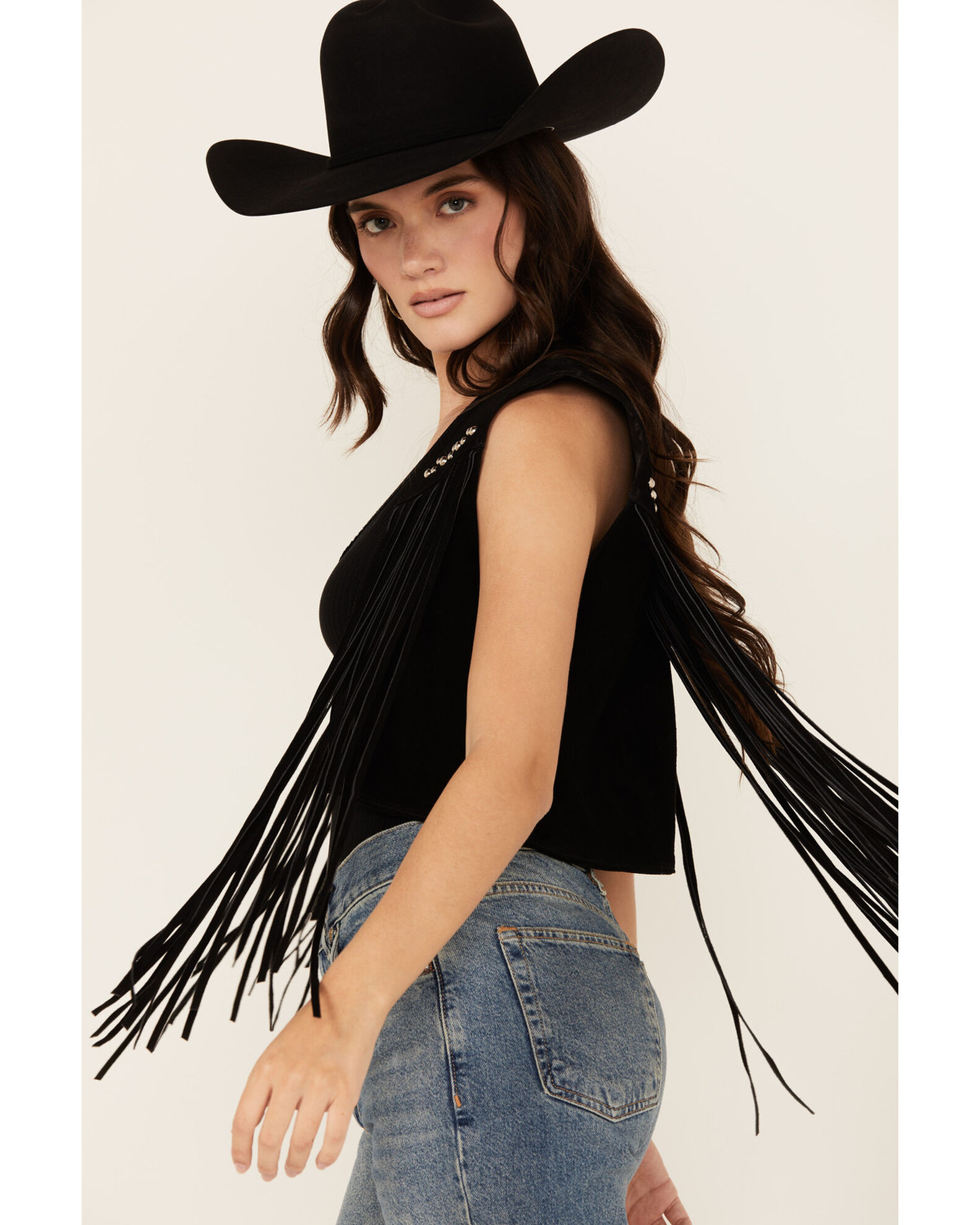 Product Name: West And Co Women's Cya Later Horseshoe Studded Fringe Vest