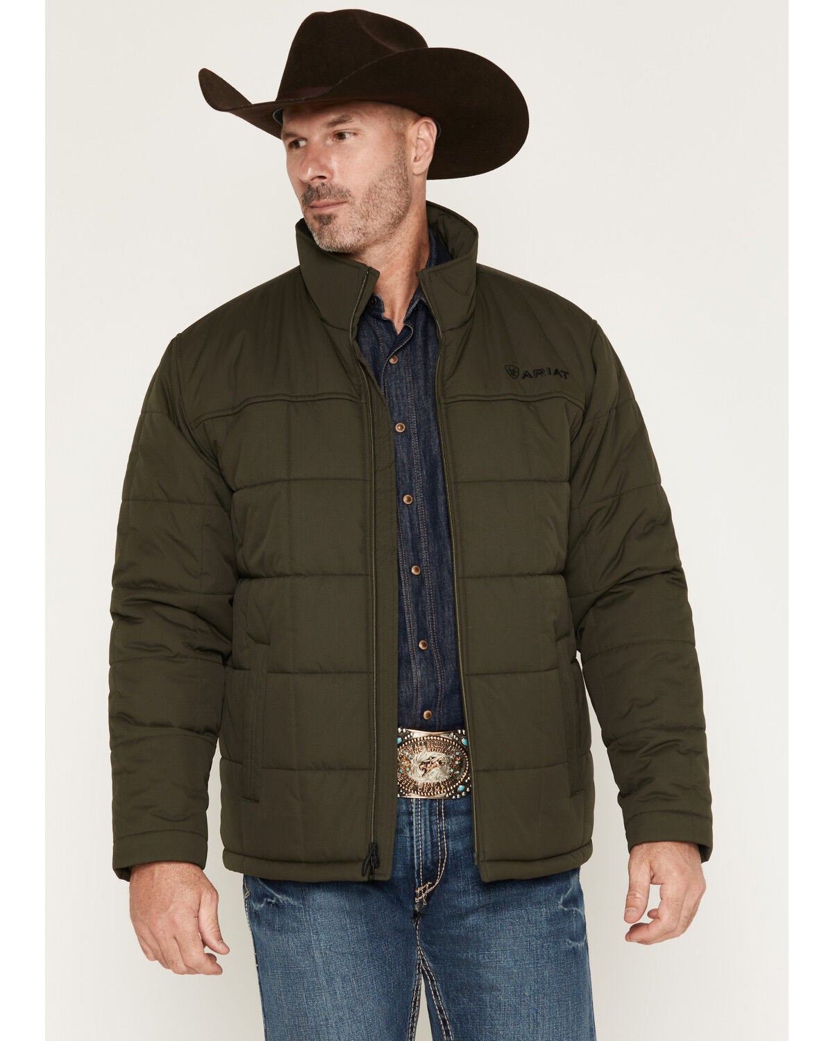 Image #1 - Ariat Men's Solid Crius Insulated Concealed Carry Jacket, Forest Green, hi-res