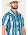 Image #2 - Rock & Roll Denim Men's Southwestern Print Short Sleeve Performance Snap Western Shirt, Turquoise, hi-res