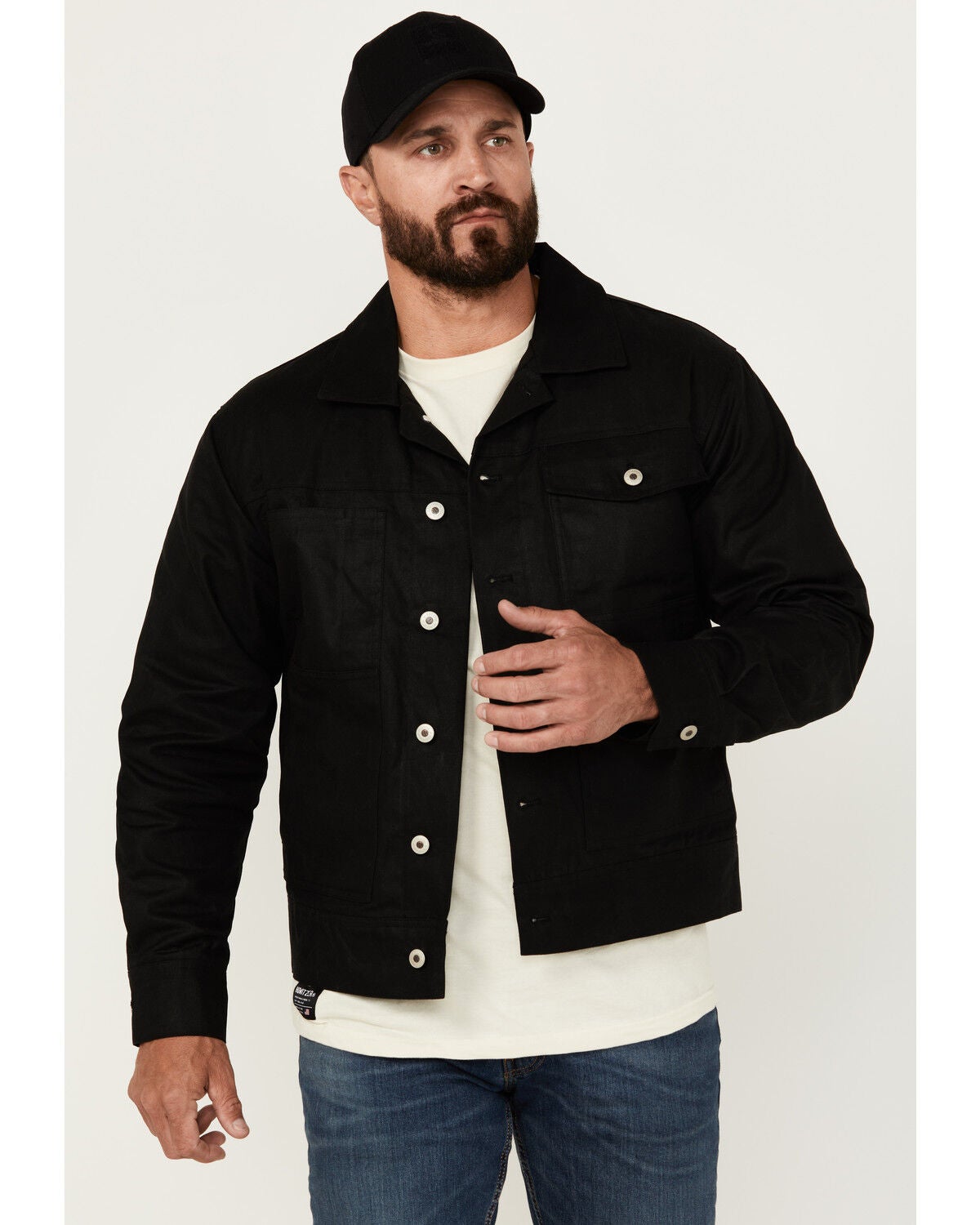 Resistol Men's Blackwater Solid Waxed Canvas Button-Down Jacket, Black, hi-res
