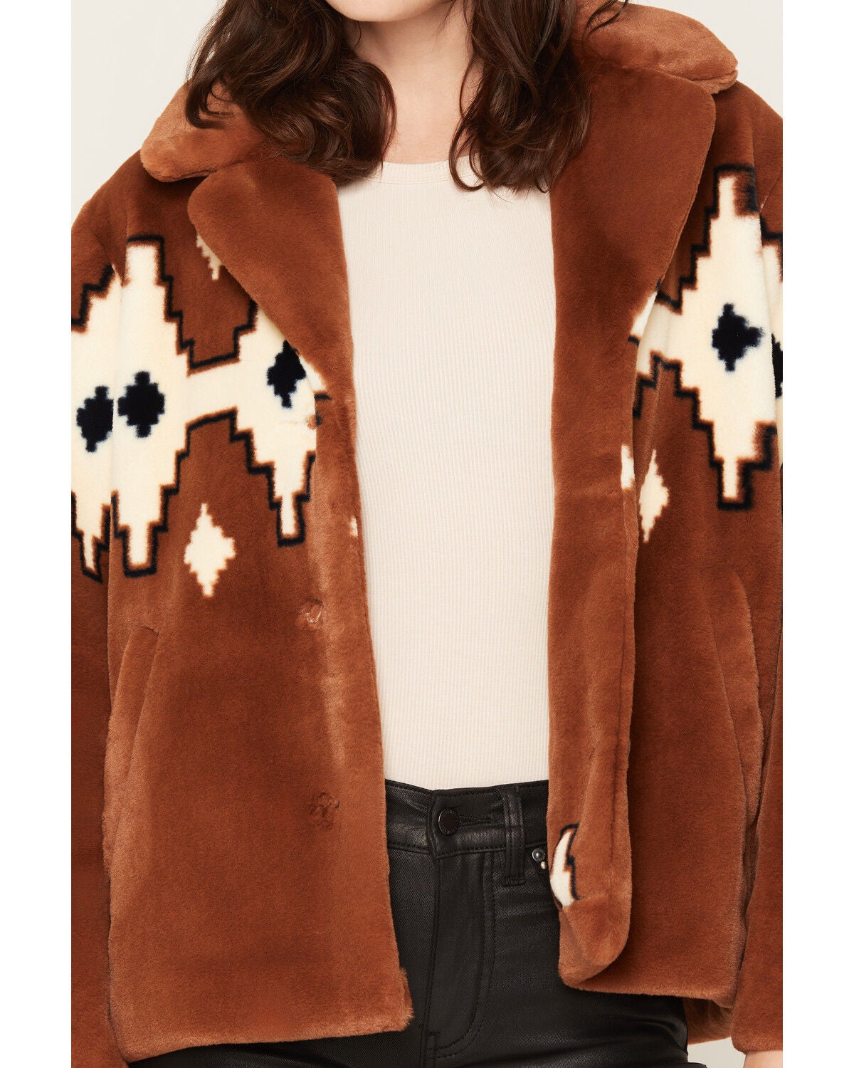 Image #3 - Idyllwind Women's Lusitano Southwestern Print Faux Fur Jacket, Bark, hi-res
