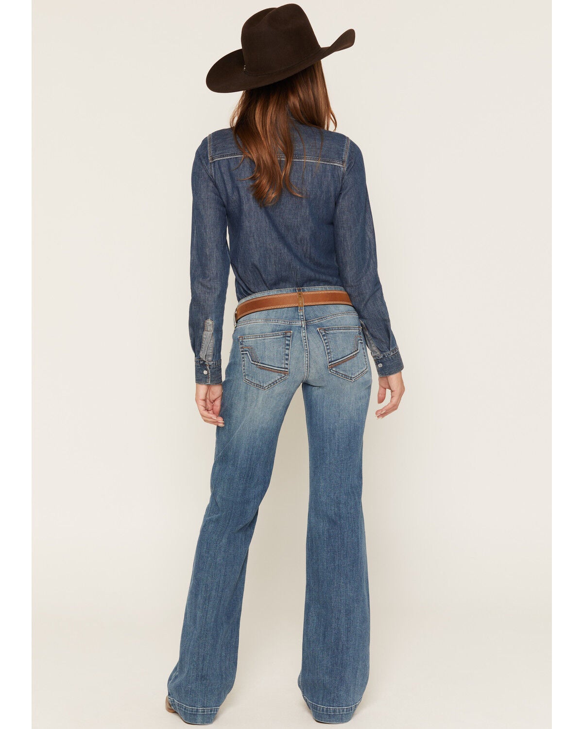 Image #3 - Ariat Women's R.E.A.L. Fabiana Medium Wash Mid Rise Trouser Stretch Denim Jeans, Medium Wash, hi-res