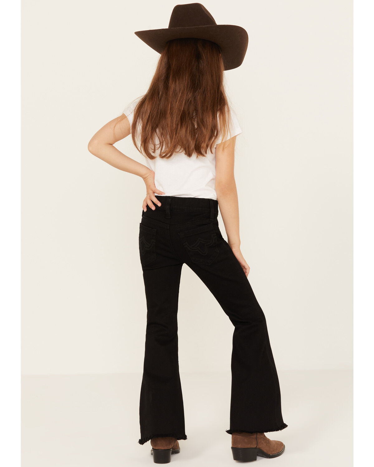 Image #3 - Shyanne Little Girls' Pull-On Super Stretch Denim Flare Jeans, Black, hi-res
