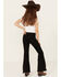 Image #3 - Shyanne Little Girls' Pull-On Super Stretch Denim Flare Jeans, Black, hi-res