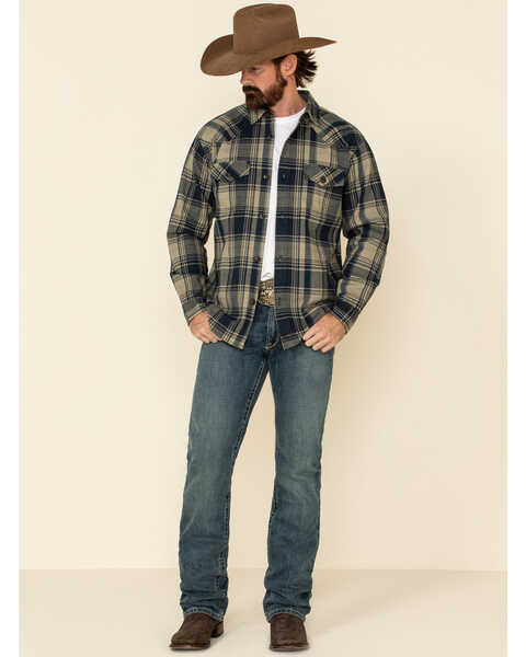 Image #2 - Cody James Men's Bogus Large Bonded Plaid Long Sleeve Western Flannel Shirt , Tan, hi-res
