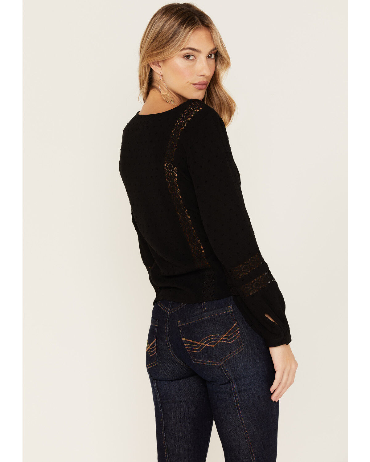 Image #4 - Idyllwind Women's Romance Floral Embroidered Swiss Dot Blouse, Black, hi-res