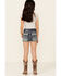 Image #2 - Grace In LA Girls' Medium Wash Southwestern Back Pocket Denim Shorts , Blue, hi-res