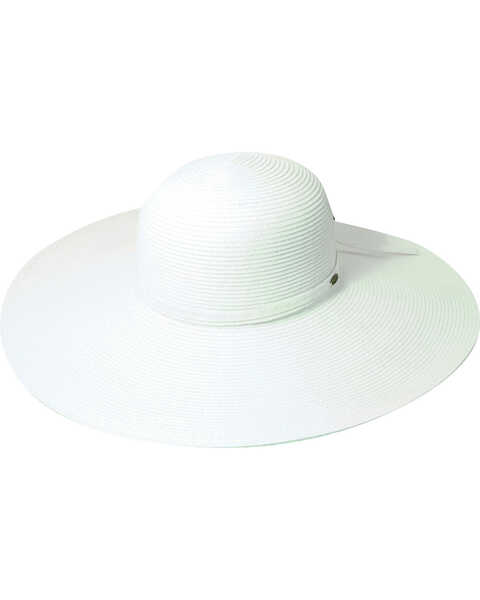 Scala Women's White Big Brim Paper Sun Hat, White, hi-res