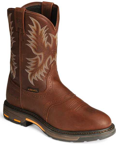 Ariat Men's WorkHog® Pull On Work Boots - Round Toe, Copper, hi-res