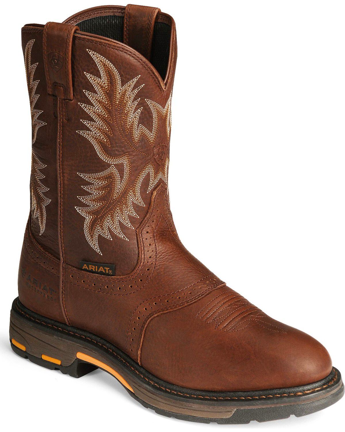 Image #1 - Ariat Men's WorkHog® Pull On Work Boots - Soft Toe, Copper, hi-res