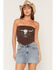 Image #1 - Cleo + Wolf Women's Steer Head Strapless Tie Top, Brown, hi-res