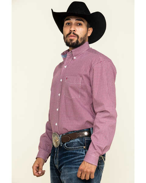 Stetson Men's Coffee Bean Geo Print Button Long Sleeve Western Shirt , Red, hi-res